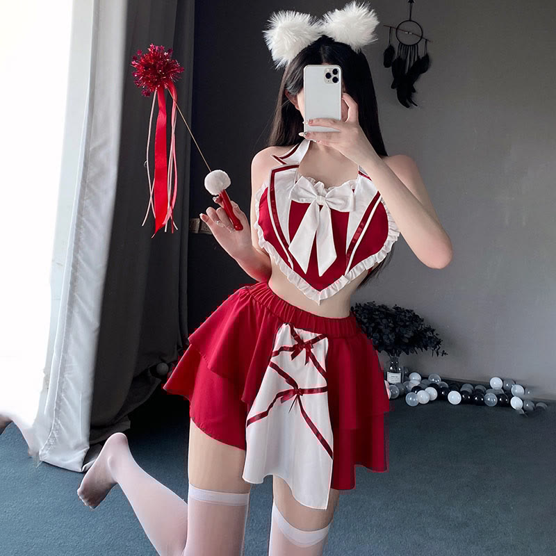 Sexy Backless Bow Maid Lingerie Set