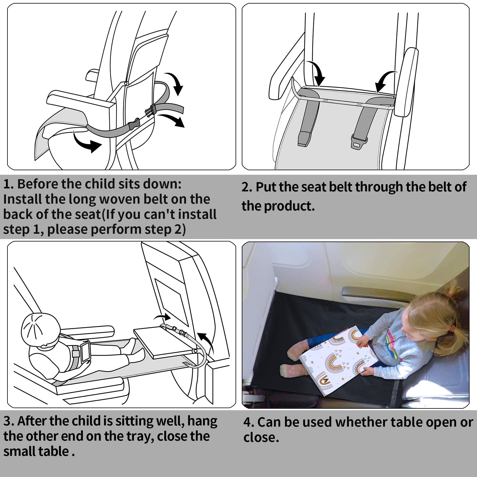 Kids Portable Airplane Travel Accessories Footstool Seat Extender