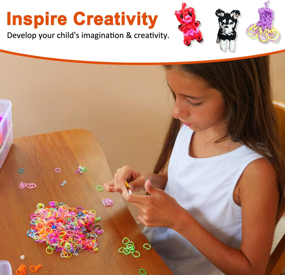 Art Crafts DIY Toys, Bracelet Making Kit Beads Handmade Rubber Band Birthday Gift for children