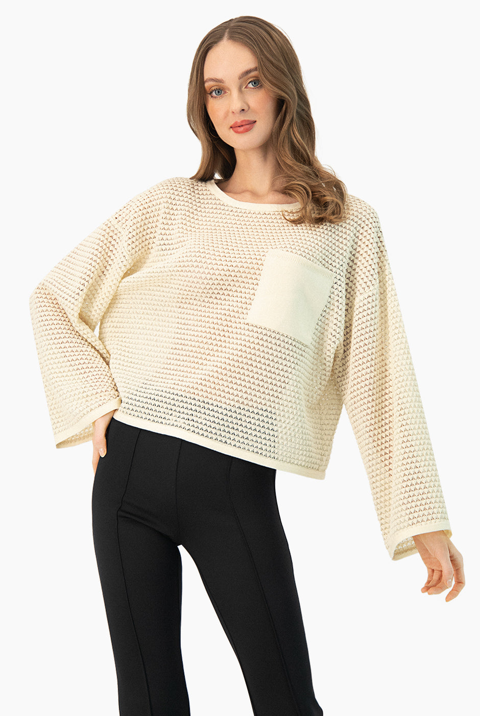 Blusa tejida de manga amplia