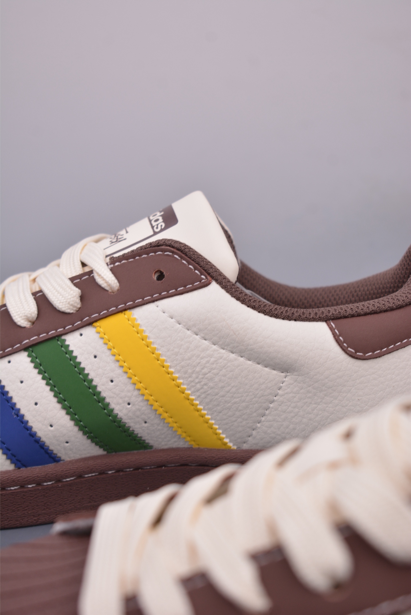 Stussy x Adidas Originals Superstar sneakers Coffee, White and Tricolor JY8913