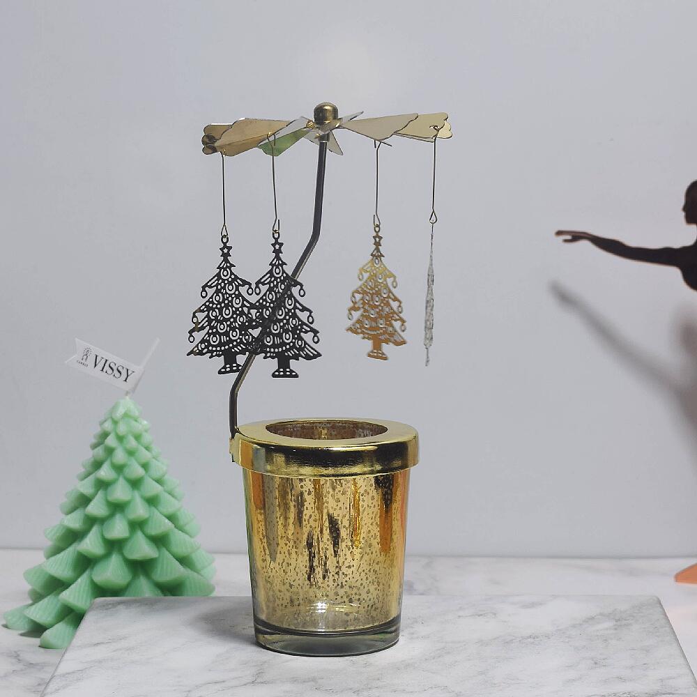 🔥ON SALE🔥2Pcs Rotating Christmas Snowflake Candle Holder