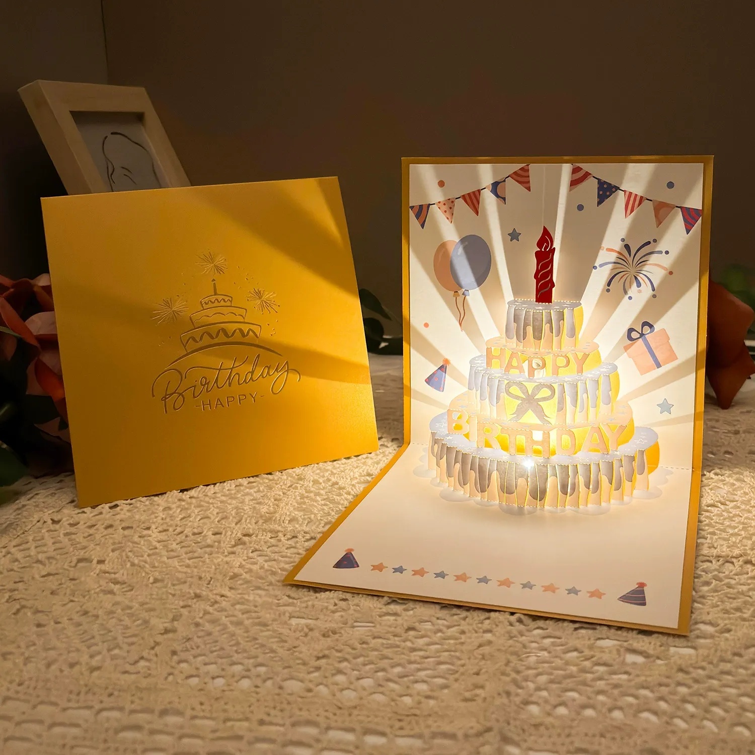 ✨Flash Sale✨Pop Up Cake Light and Music Happy Birthday Card Gift with Envelope