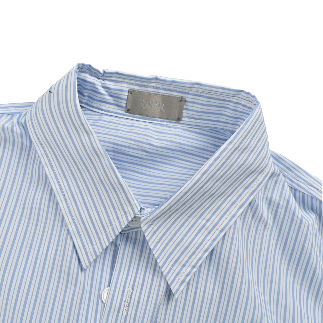 Dior 24Fw pocket CD letter print striped long-sleeved shirt