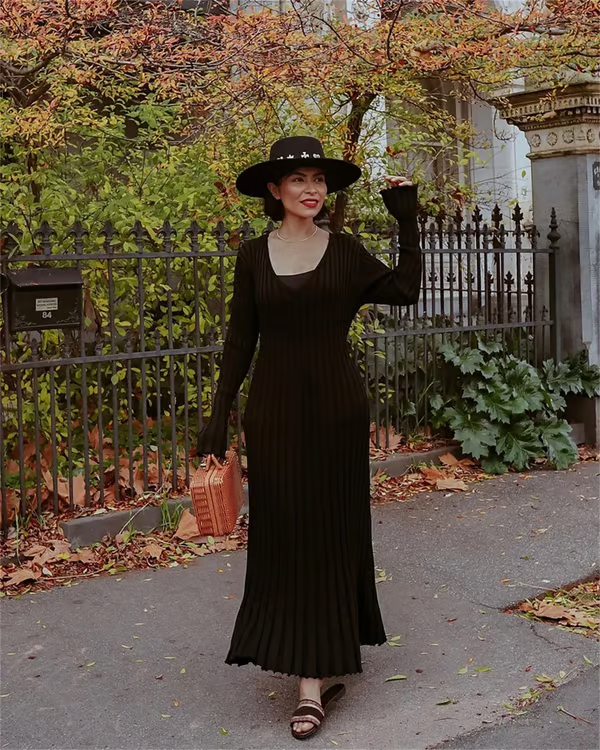 😍Hot Promotion 49% OFF🔥2024 Fall New Sleeved Knit Midi Dress