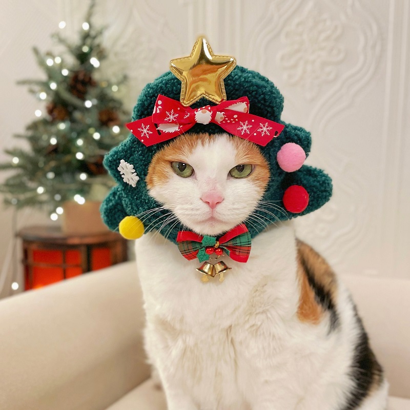 Handmade fleece Christmas Tree Costume Hat for Cat Dog