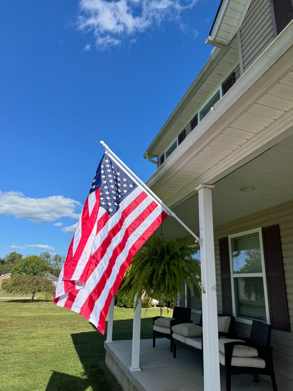 OldgloryHome Heavy Duty Flag Pole Set with 3*5FT Embroidered US Banners-kit