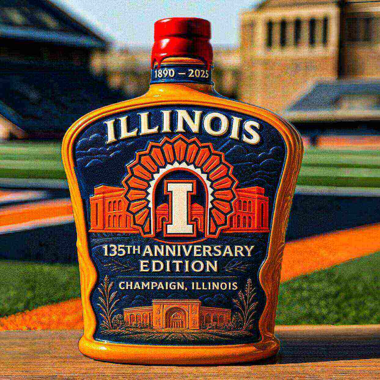 Illinois 135th Anniversary Whiskey Bottle