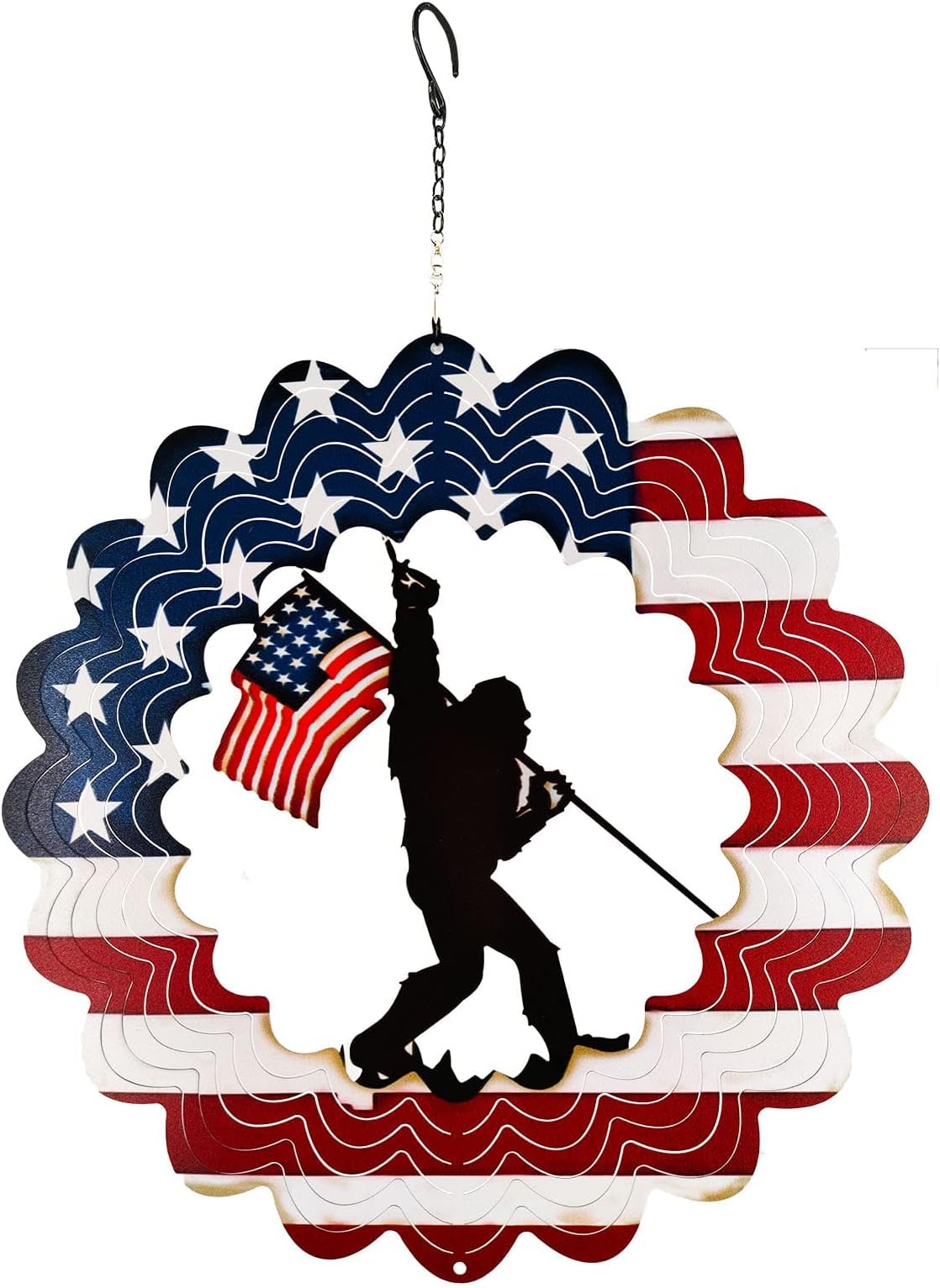 Patriotic Wind Spinner Metal Garden Decor