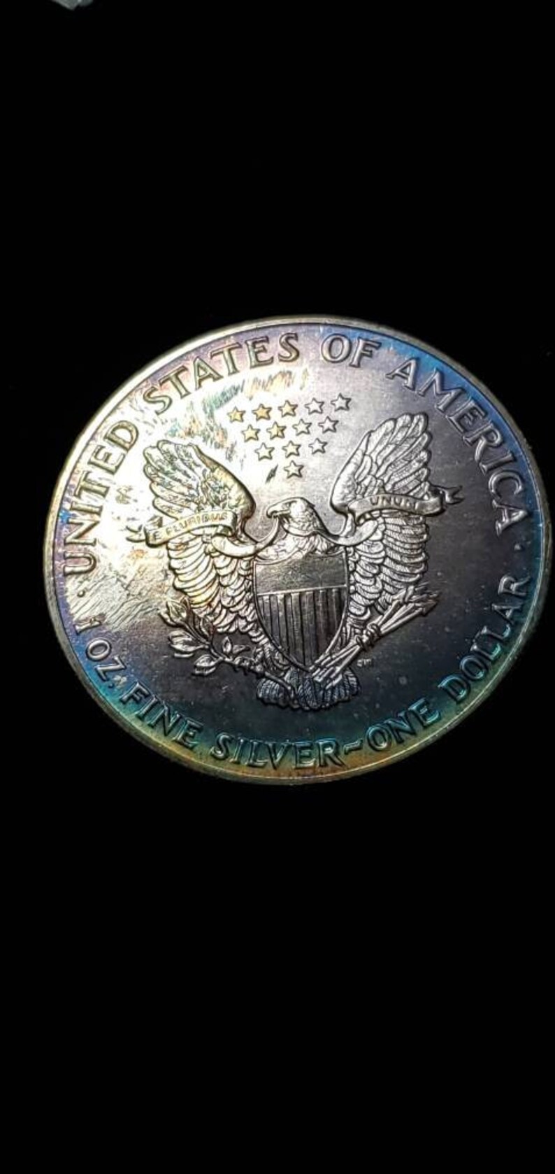 1992  American Silver Eagle BU   -  1 Oz .999 Silver - Awesome Bluish toning   Key Date ! #461