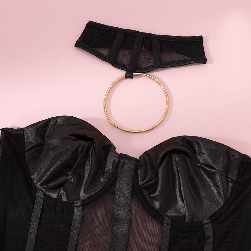 See-through Backless Jumpsuit Lingerie Set