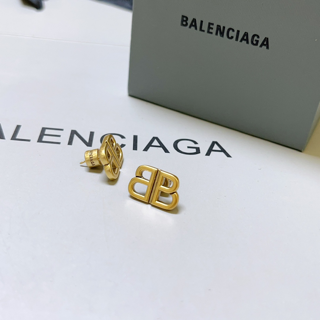 Balenciaga BB gold-tone earrings