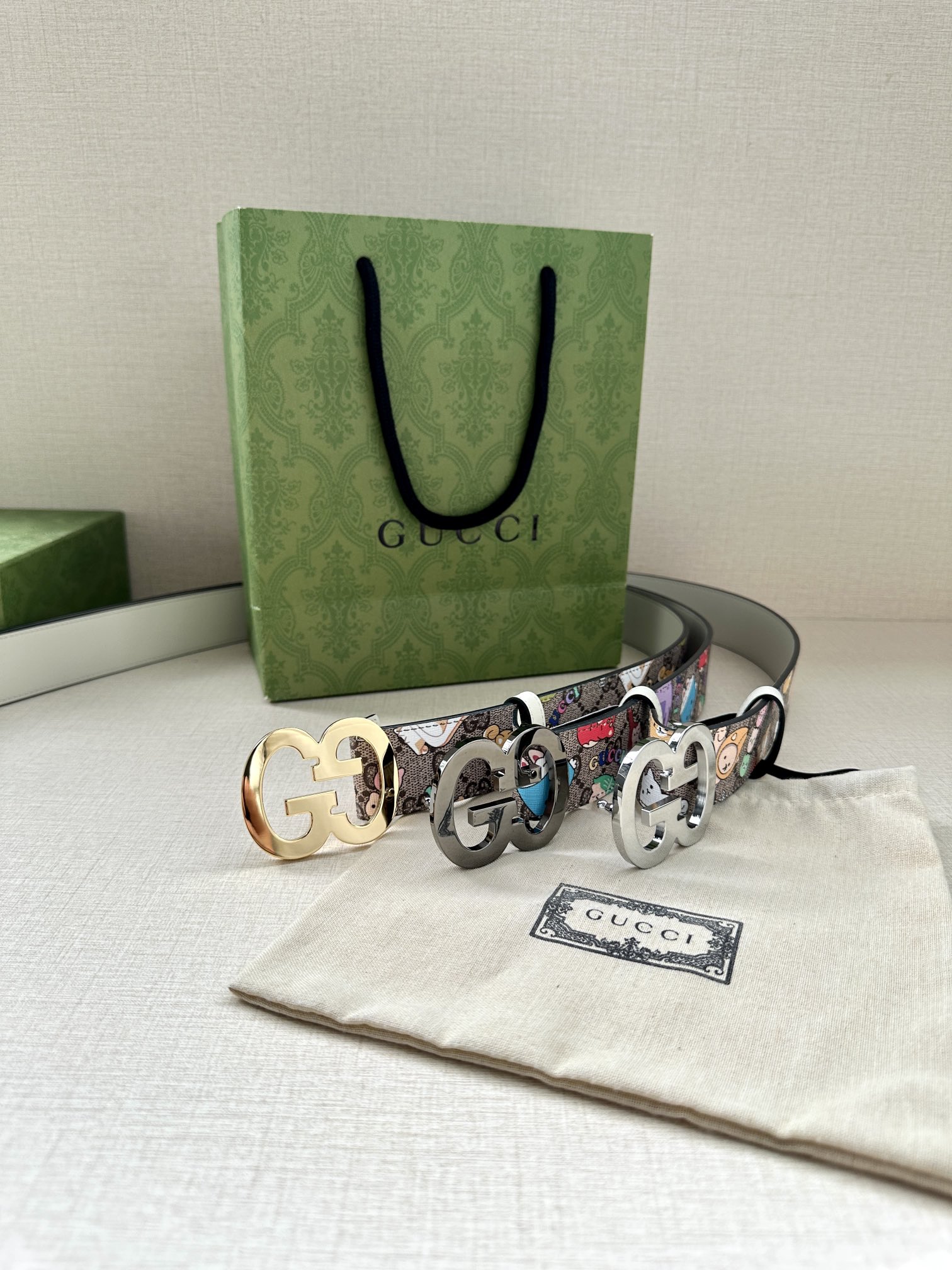 Gucci Marmont series printed leather belt width 3.8CM