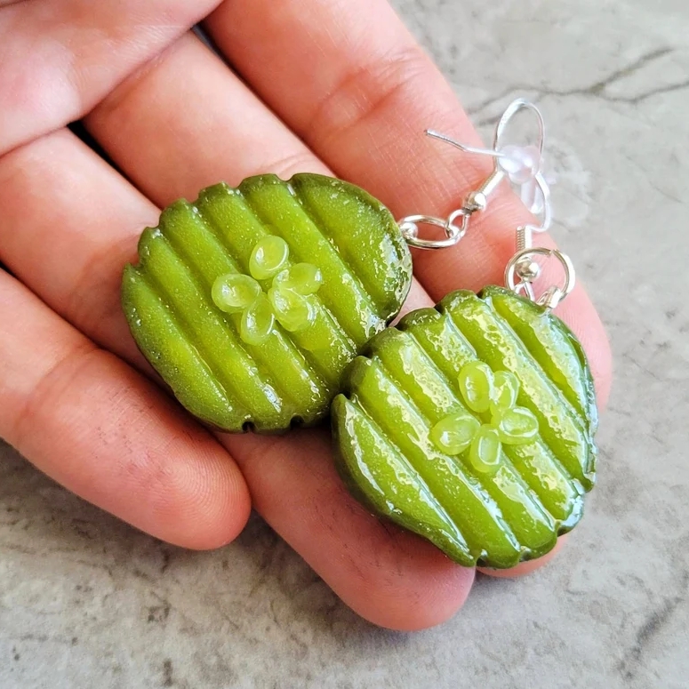 Pickle Slice Handmade Earrings
