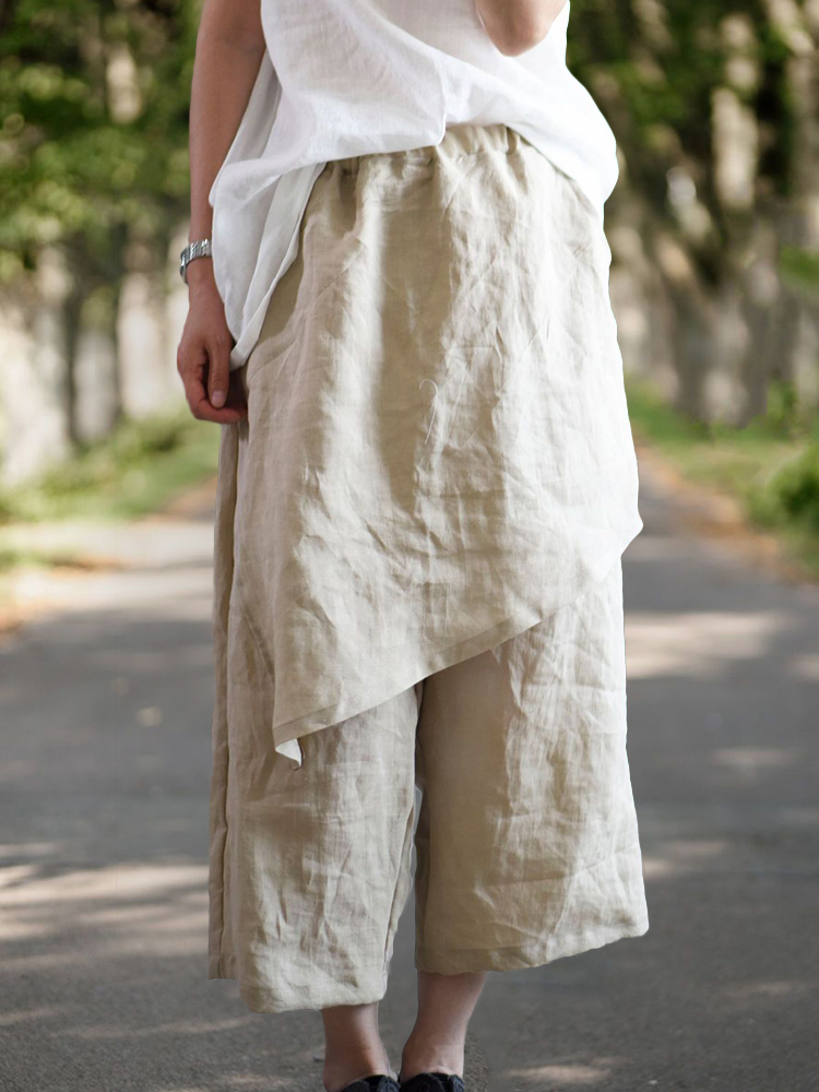 Irregular Apron Patch Wide Leg Pants