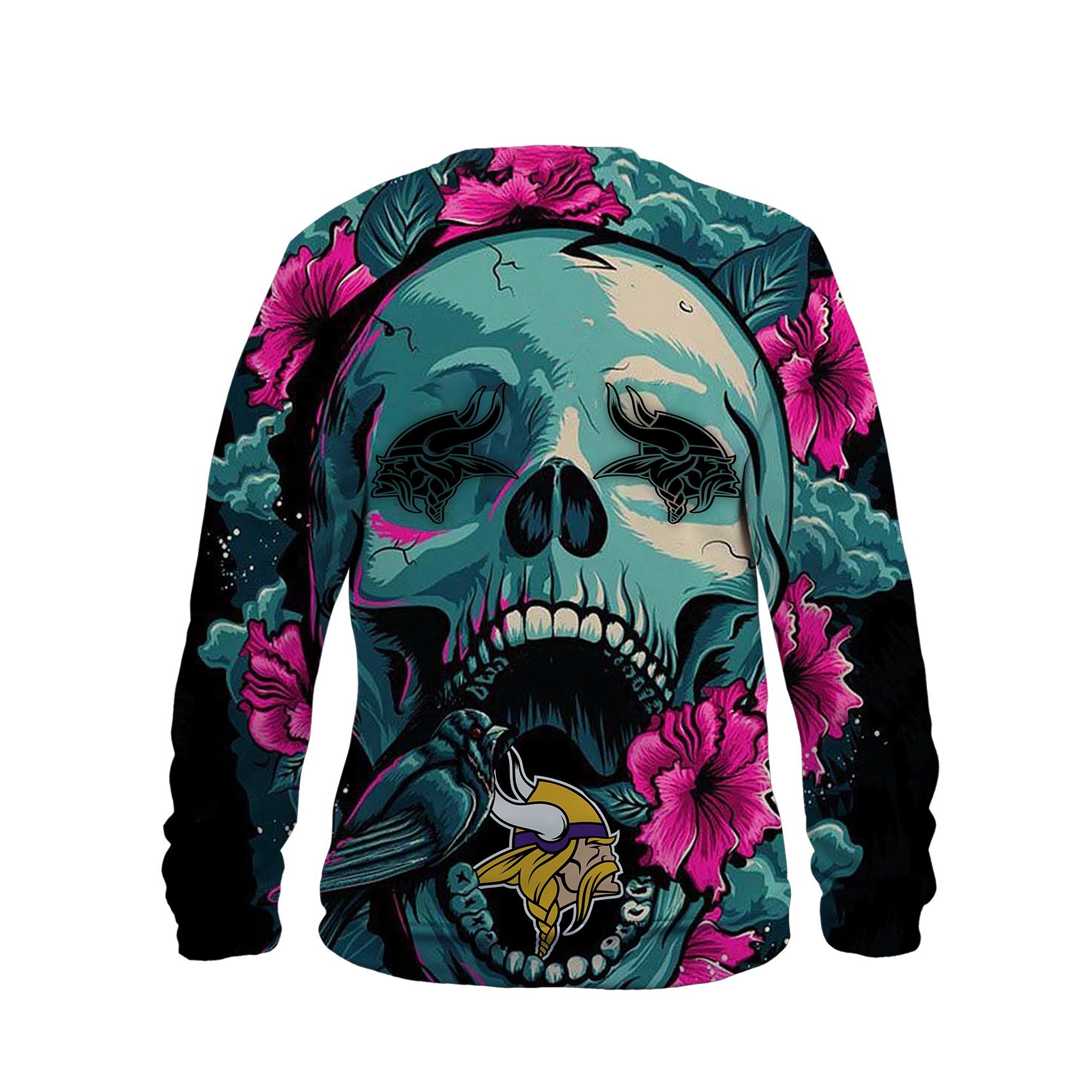 VIKINGS  3D HOODIE SKULL FLOWER