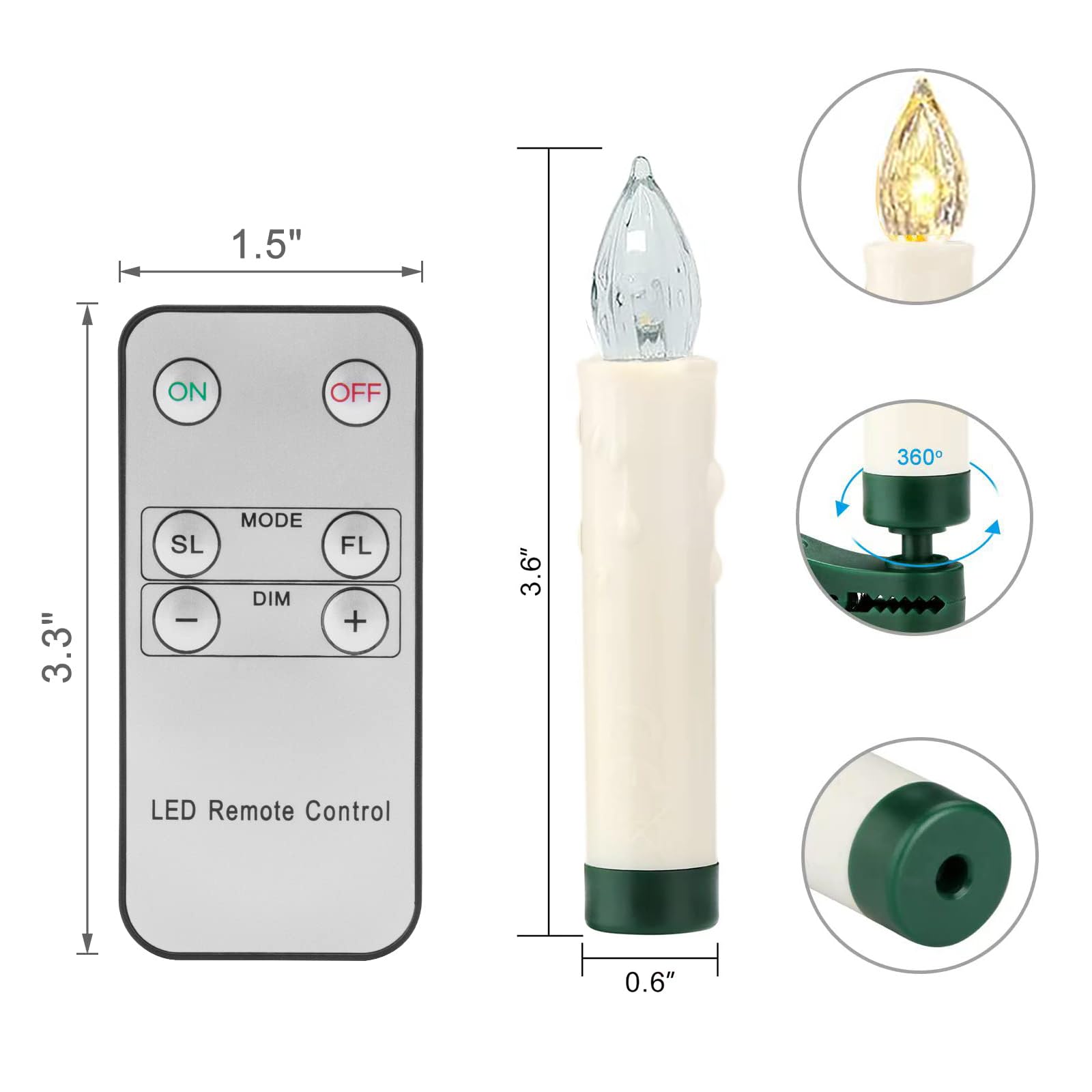 💥ON SALE💥10 Pack LED Flameless Taper Candles with Remote & Removable Clips🕯️✨