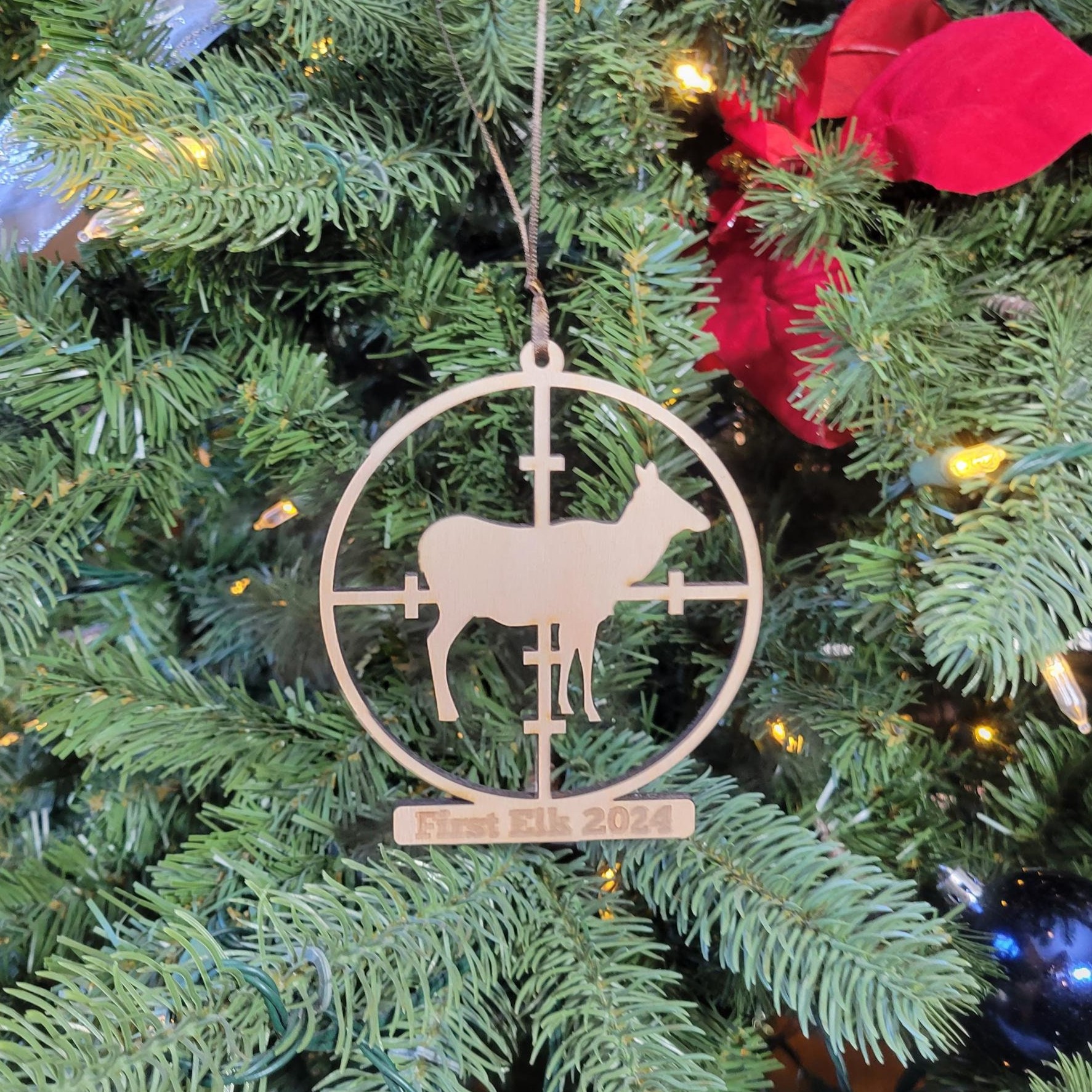 Wooden Hunting Christmas 2024 Tree Ornament