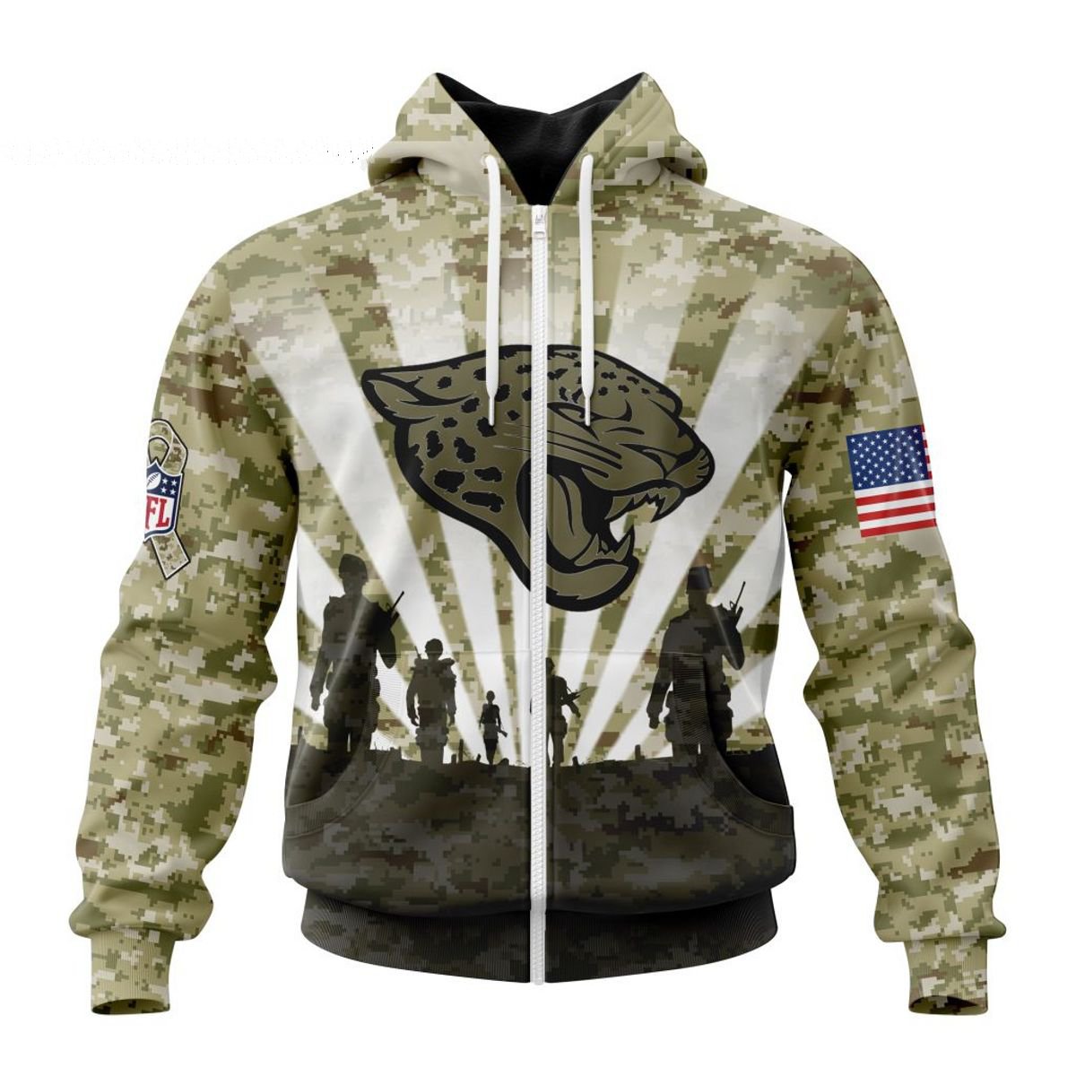 JACKSONVILLE JAGUARS 3D HOODIE HONOR VETERANS