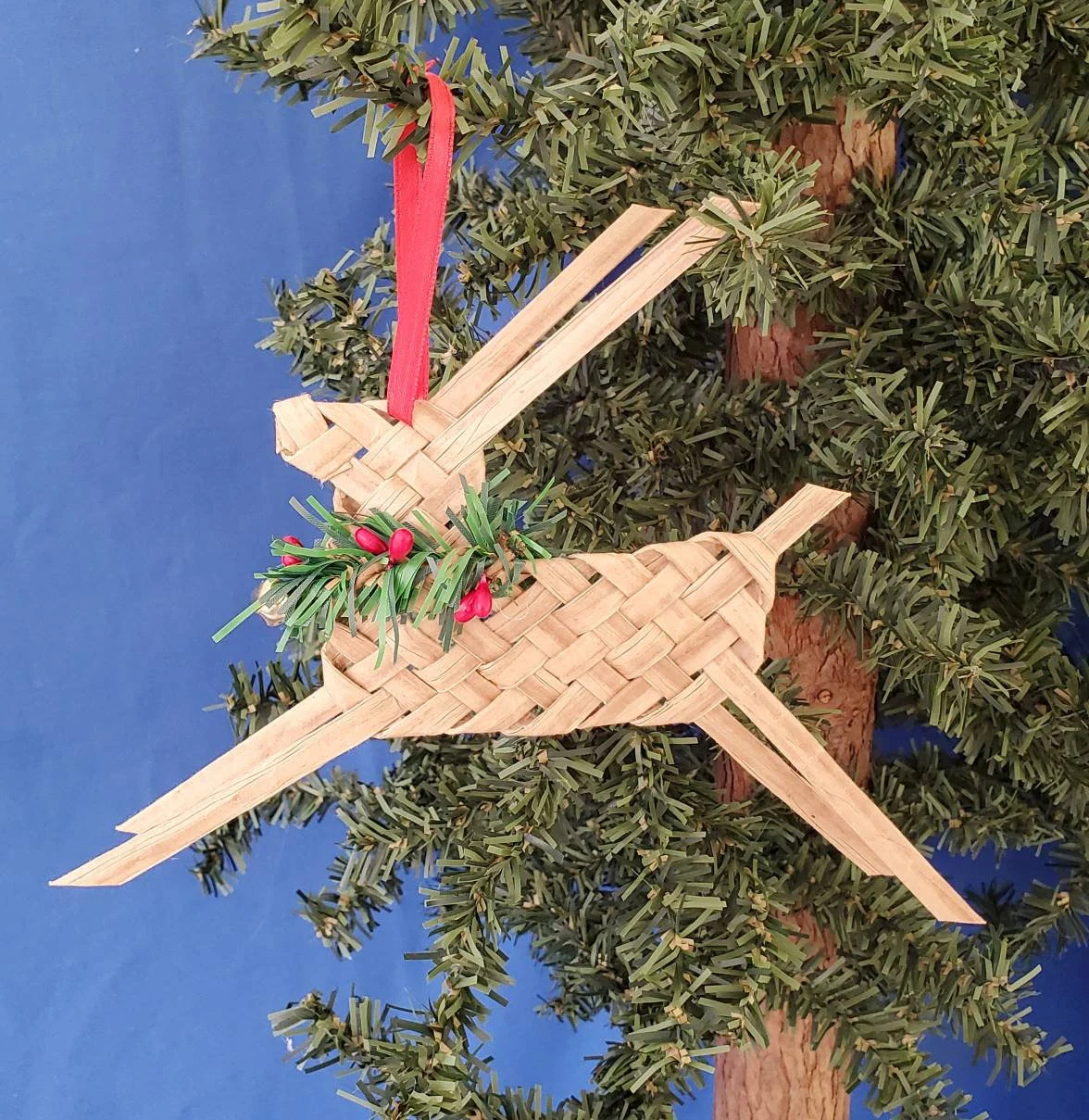 Woven Reindeer Deer Handmade Christmas Ornament