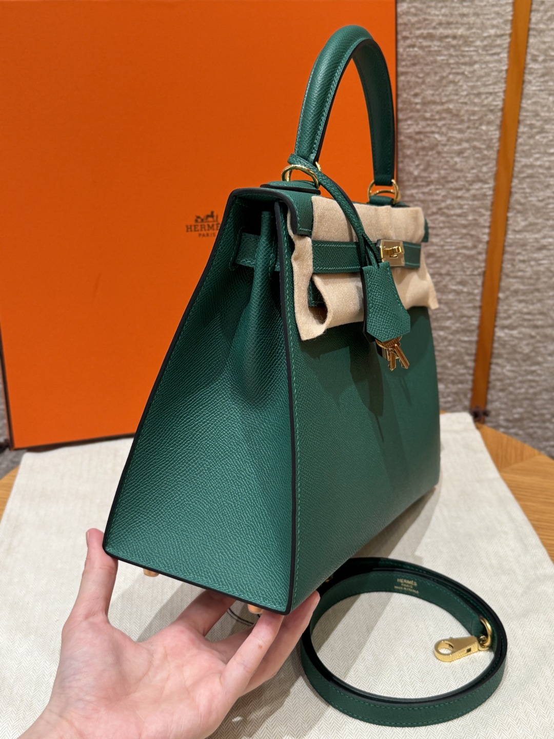 Hermès Kelly z6Makachite Handbag (Handmade to order)