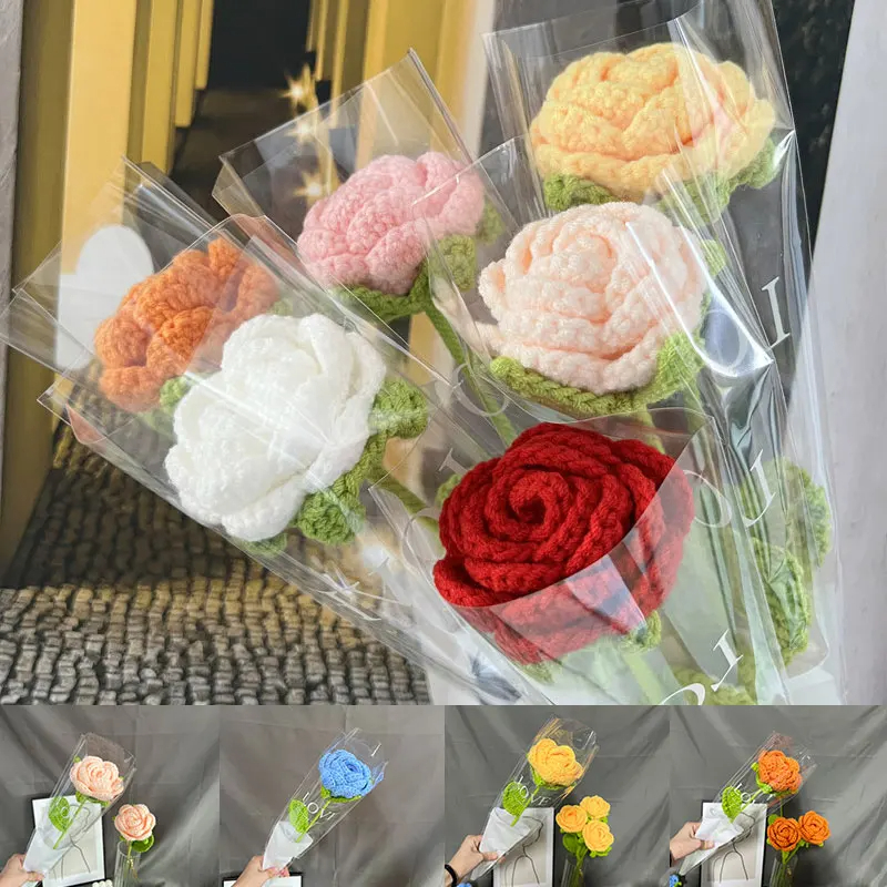 🔥Last Day 50% Off🔥Handmade Knitted Rose,Artficial rose faux flowers,Gift For Her,Present Accessories🌹