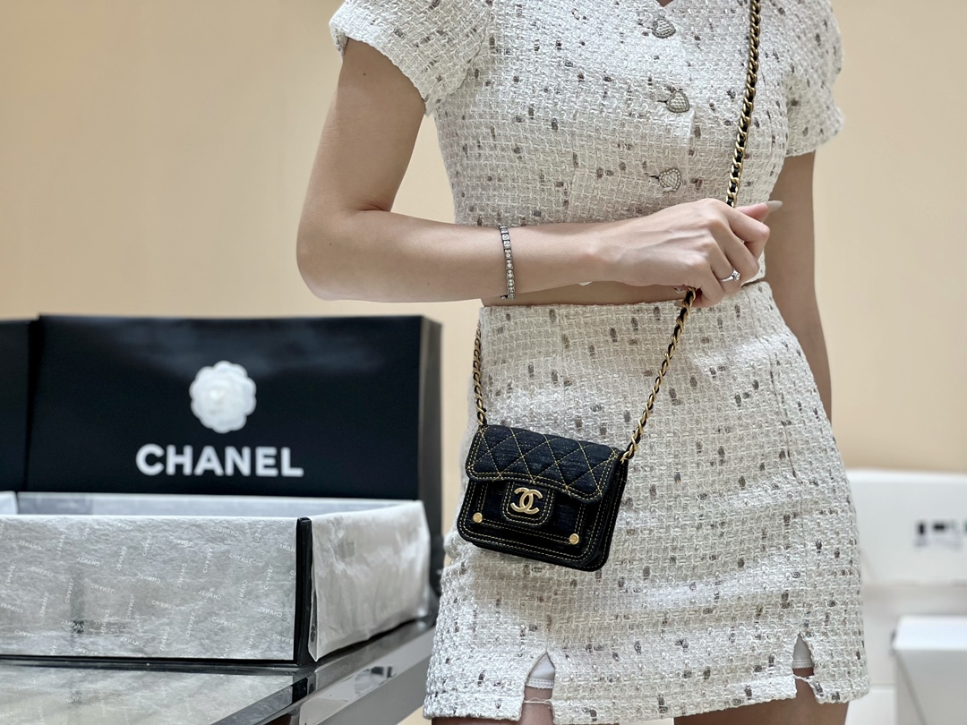 Chanel 23S Spring/Summer Collection Limited Edition Mini Denim Messenger Bag