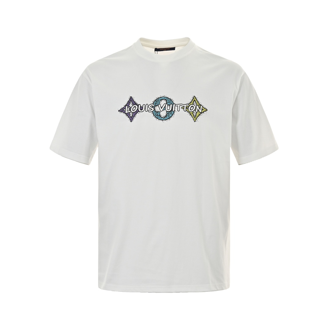 Louis Vuitton 24ss hand-painted three-flower print short sleeve
