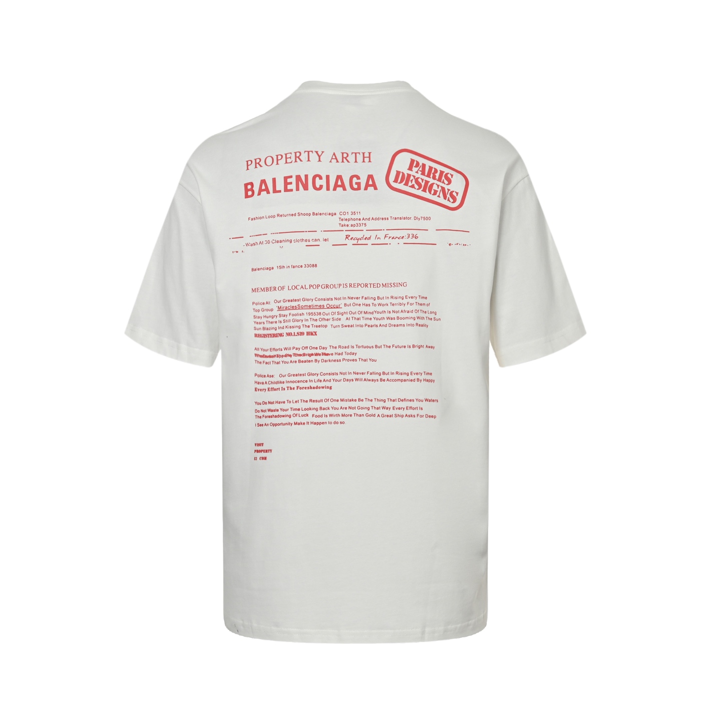 Balenciaga Fashion Newspaper Print Thickened Short Sleeves