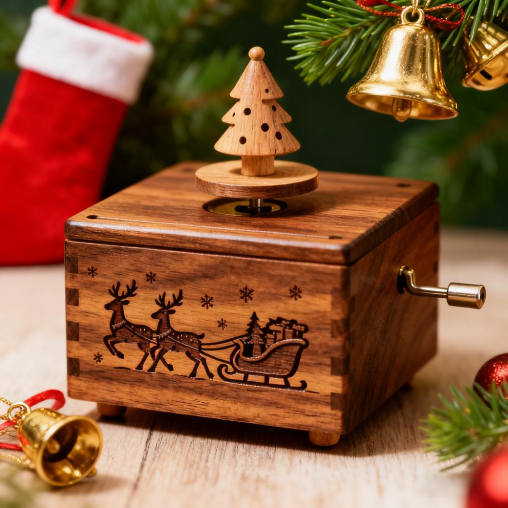 Wooden Christmas Music Box
