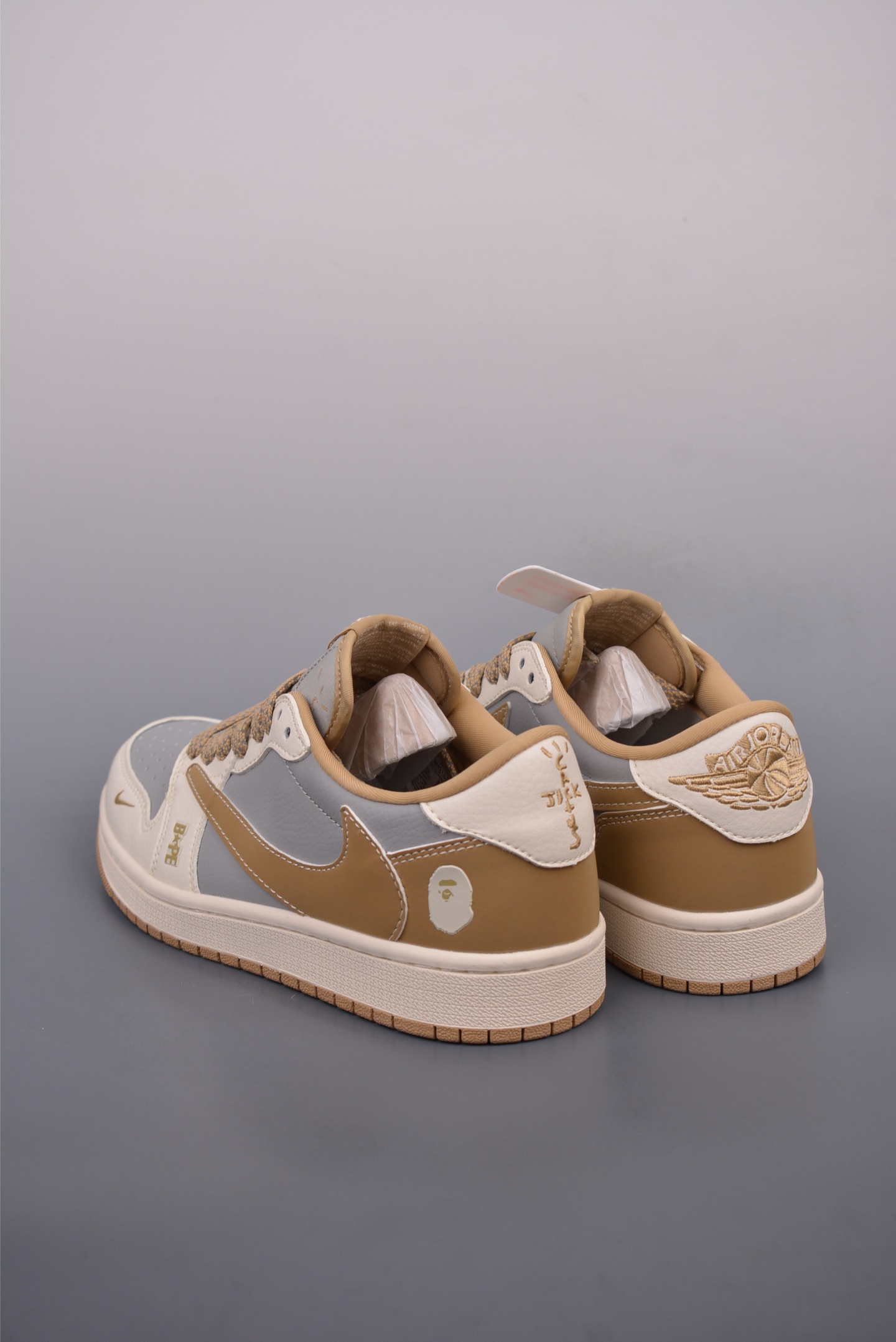 BAPE x Travis Scott x Nike Air Jordan 1 Low OG SP Beige Gray Brown BB6511-623