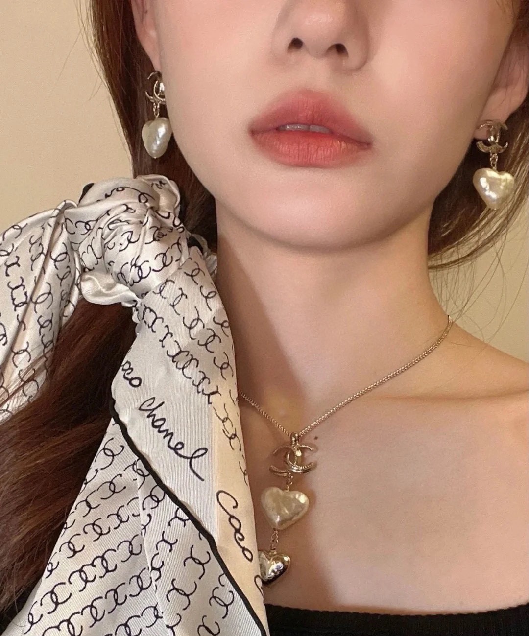 Chanel Pearl Heart Necklace