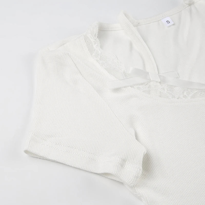 Lace and Bows Button Top