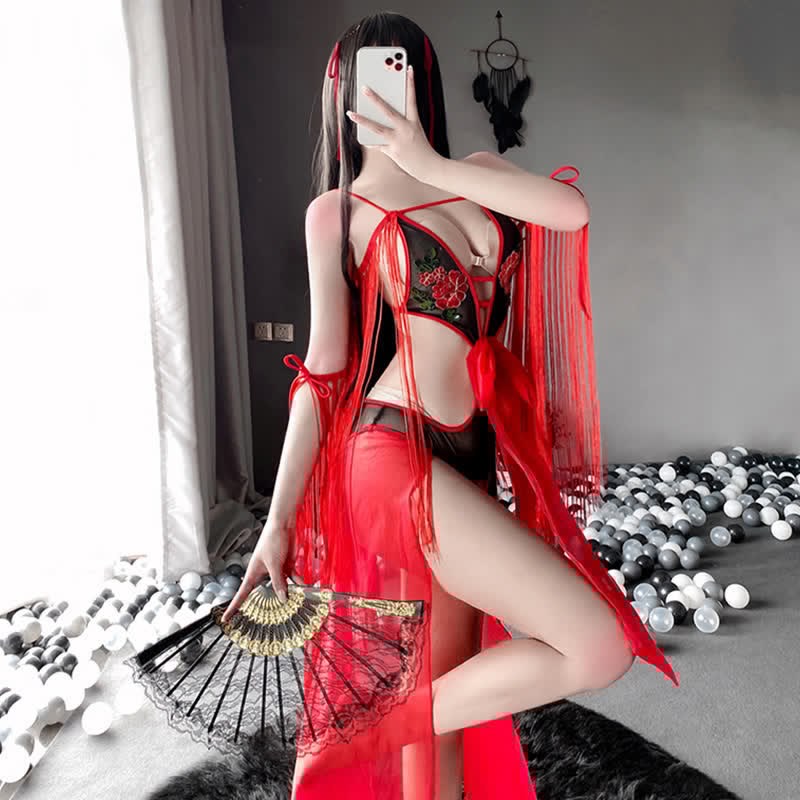 Vintage Han Costume Hollow Out Fringed Jumpsuit Lingerie