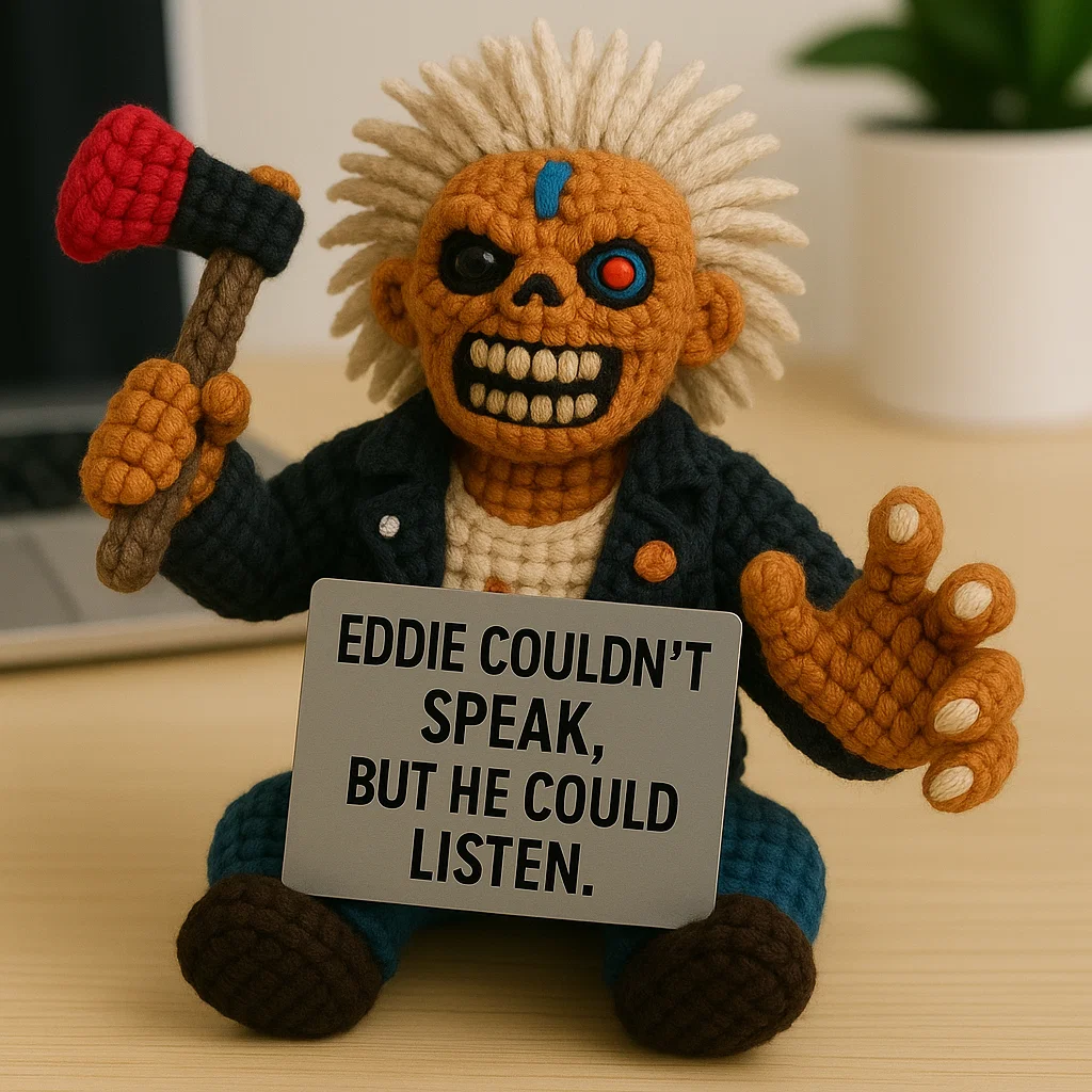 Iron Maiden Eddie knitted doll