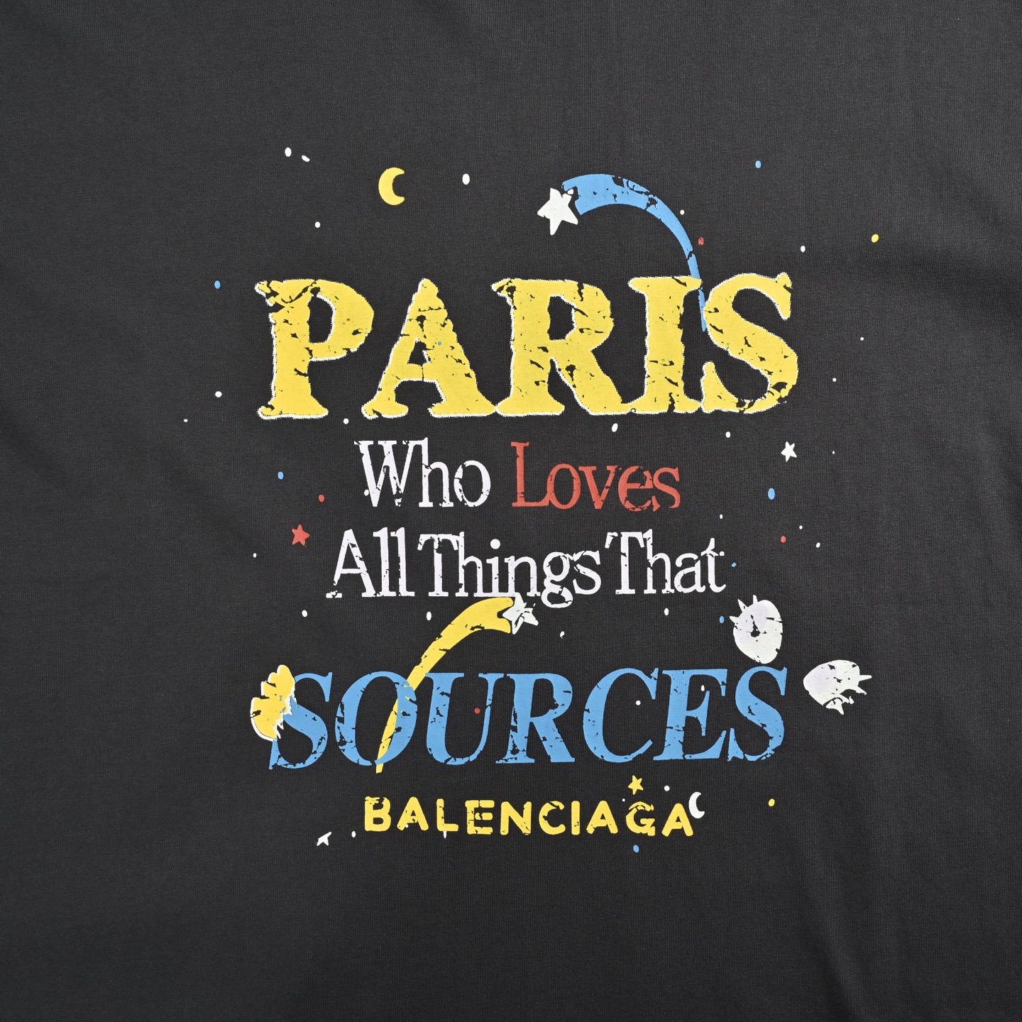 Balenciaga 25ss cartoon letter shooting star distressed short sleeve