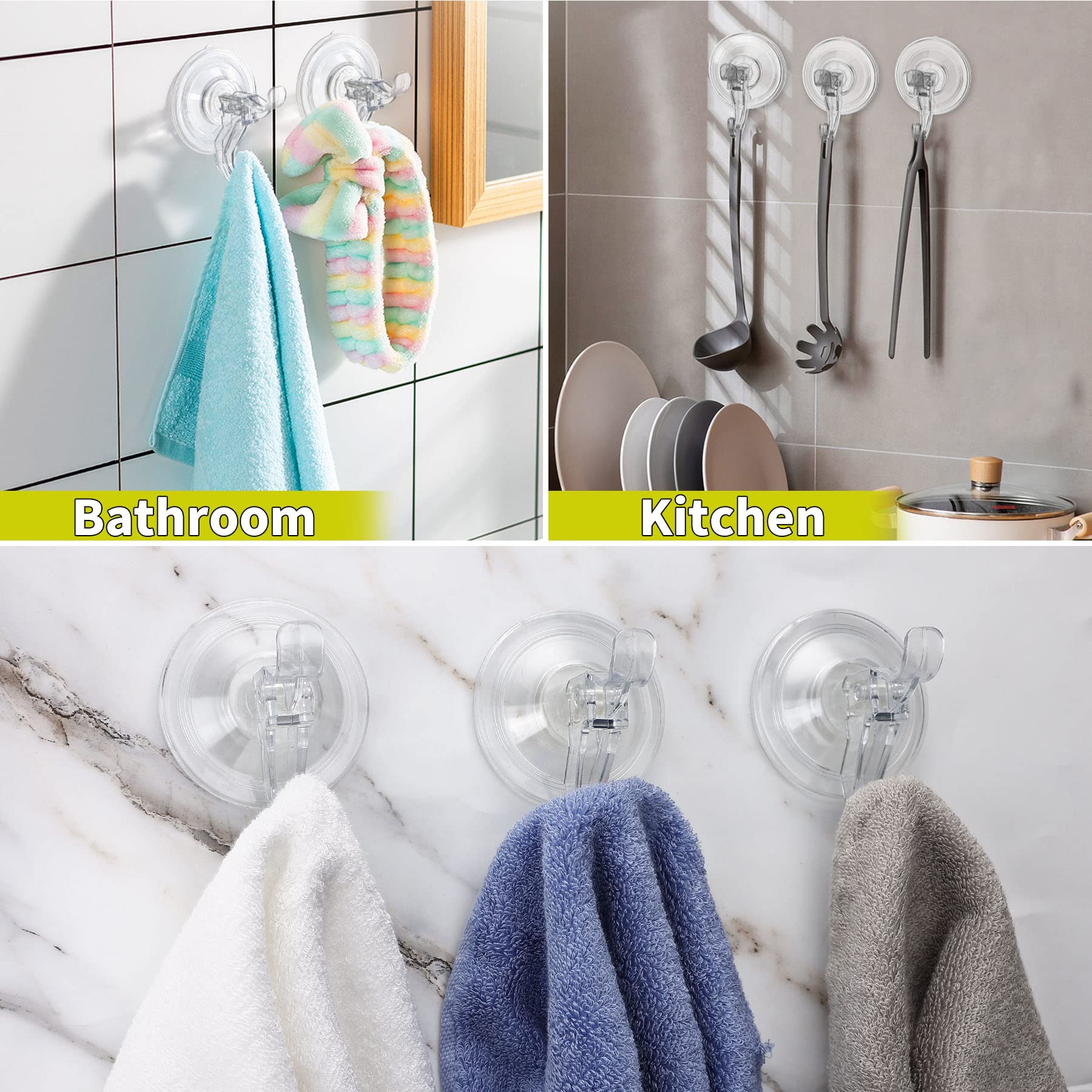 💥ON SALE💥5 Pack Transparent Suction Hooks, 11 lb Strong Hold