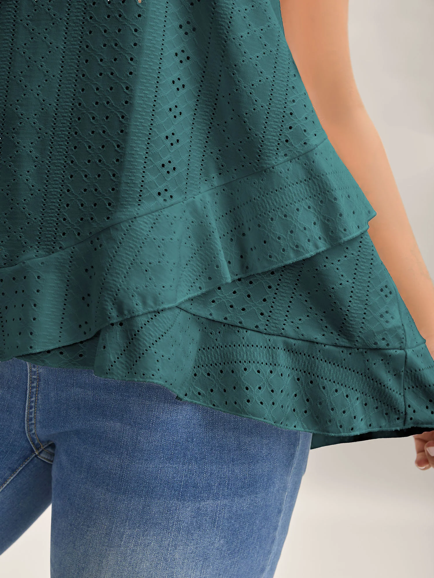 Textured Knit Overlap Hem Tank Top