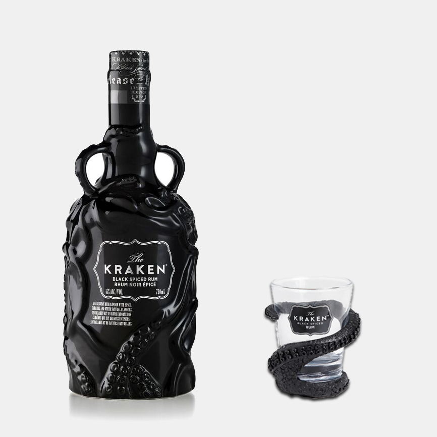 Norse mythology siren limited edition ceramic bright black bottle & shot glass