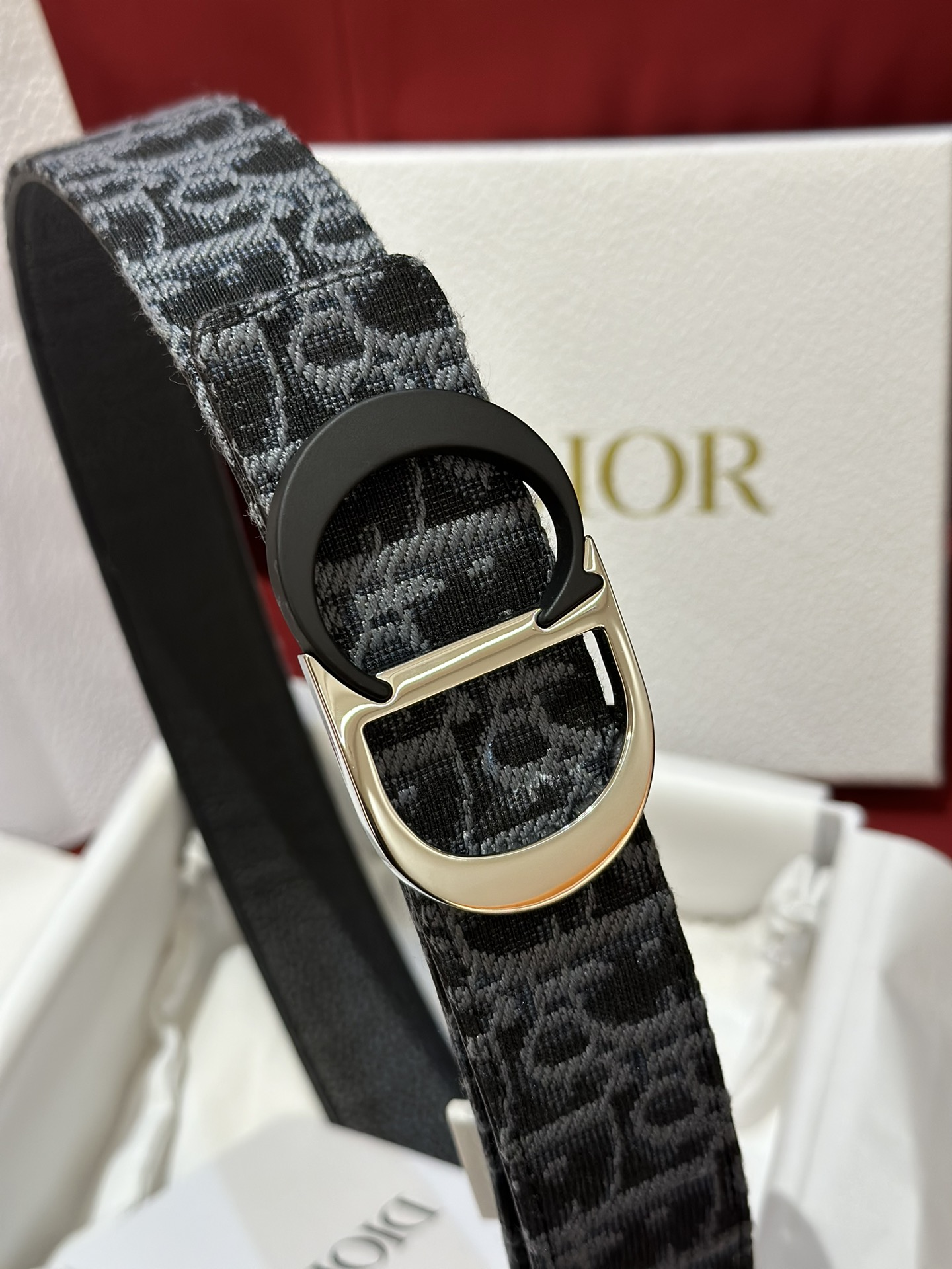 Dior CD Buckle Canvas Leather Belt 3.5CM Width