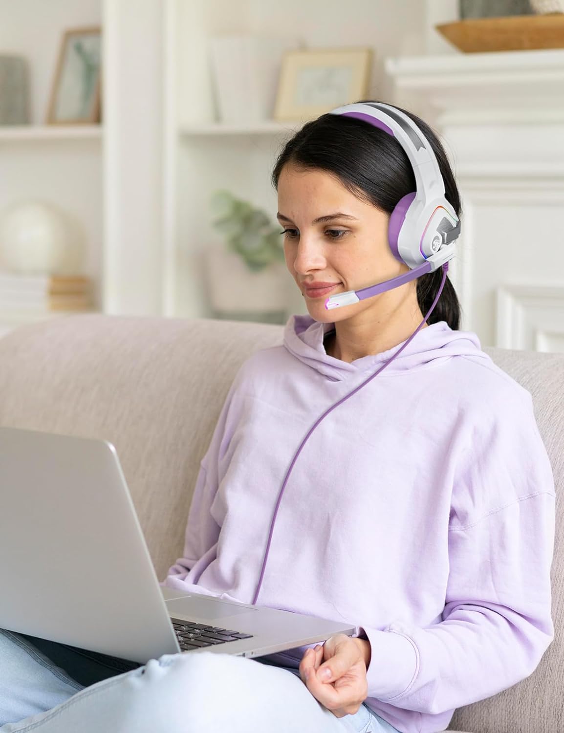 ZIUMIER Z66 Gaming Headset, Wired, Over-Ear, Noise Cancelling Mic, RGB Light, Stereo Surround Sound, Compatible with PS4, PS5, Xbox One, Laptop (Green)