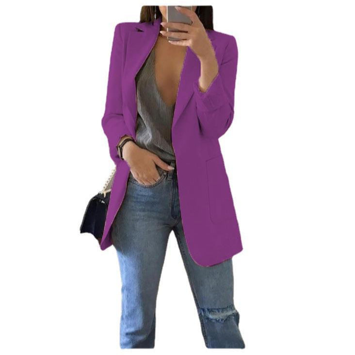 Fashion Leisure Lapel Slim-Fit Cardigan Suit with Elegant Temperament