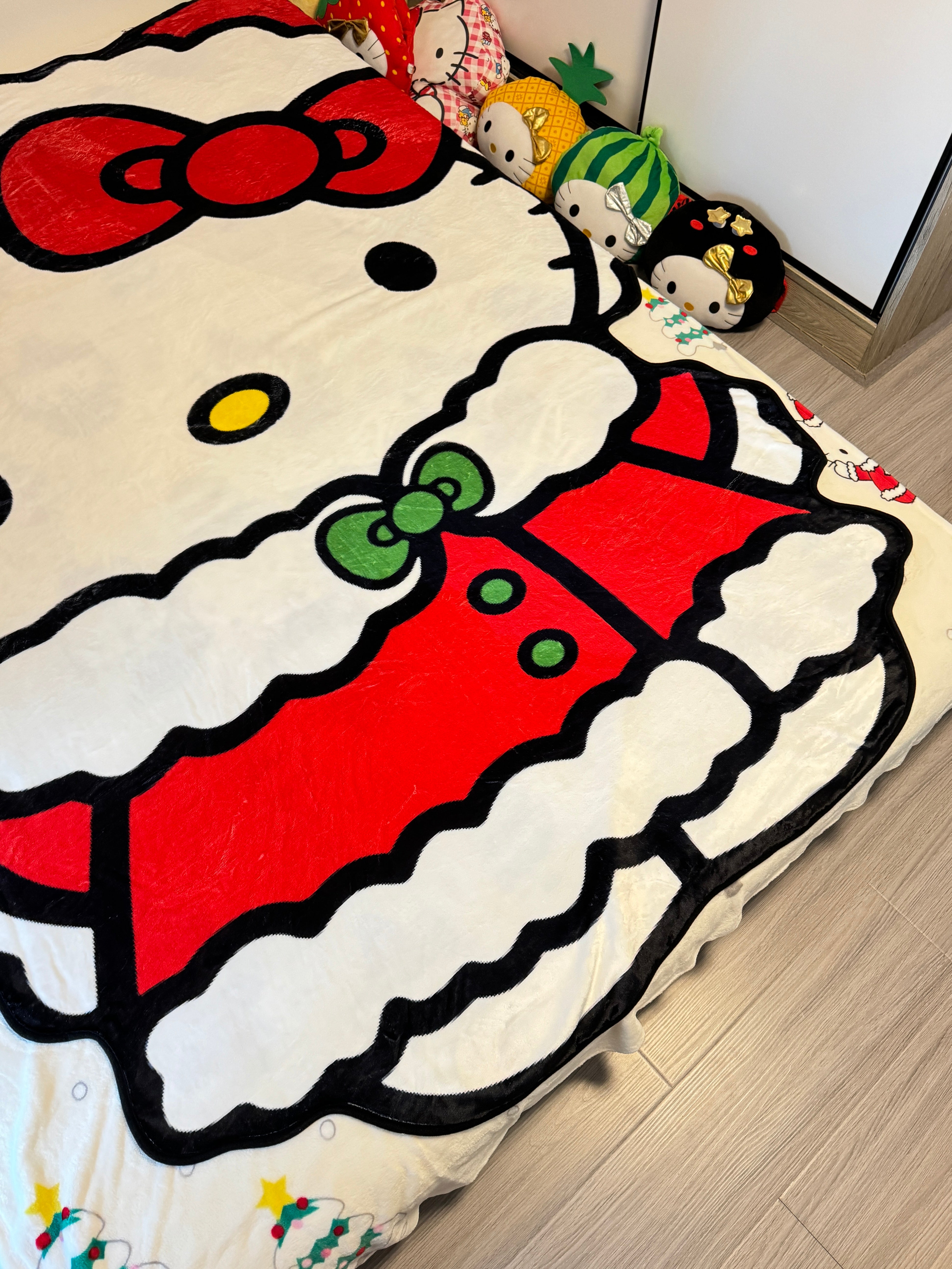 KT Shape Christmas Blanket Flannel Throw Blanket Cute Blanket Lightweight Soft Cozy for Bed Kids Adult Womens Gifts for Christmas |Thicker Version