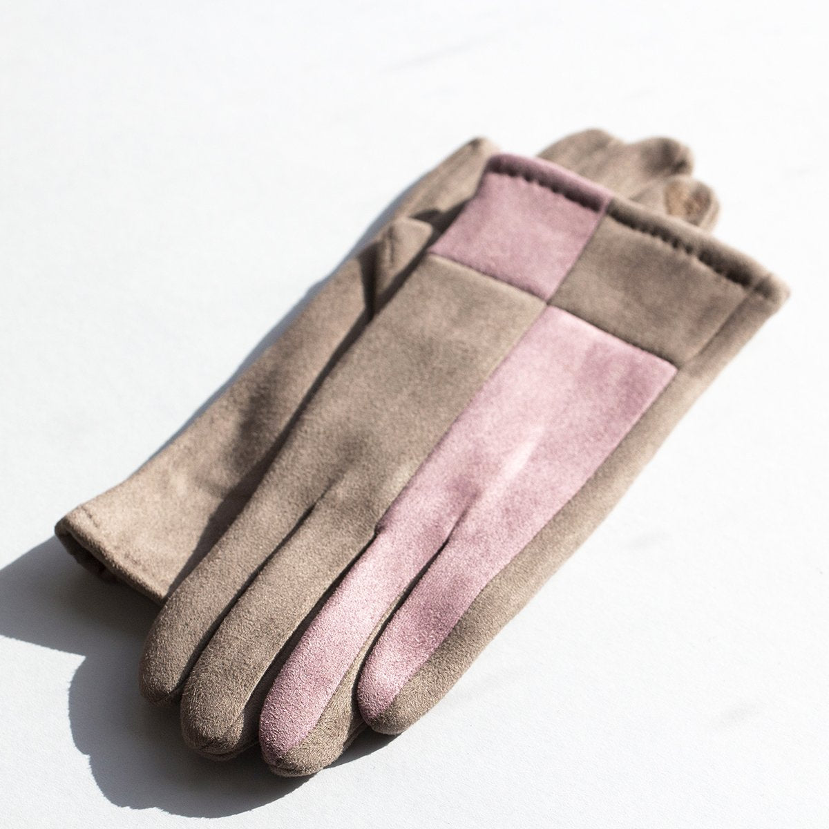 Harlequin Colourblock Suede Effect Gloves