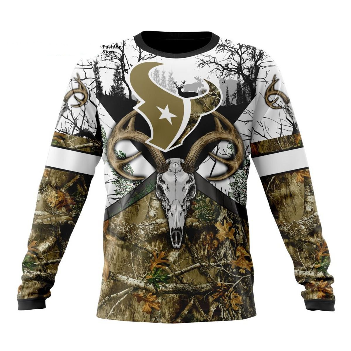 HOUSTON TEXANS DEER SKULL AND FOREST 3D HOODIE