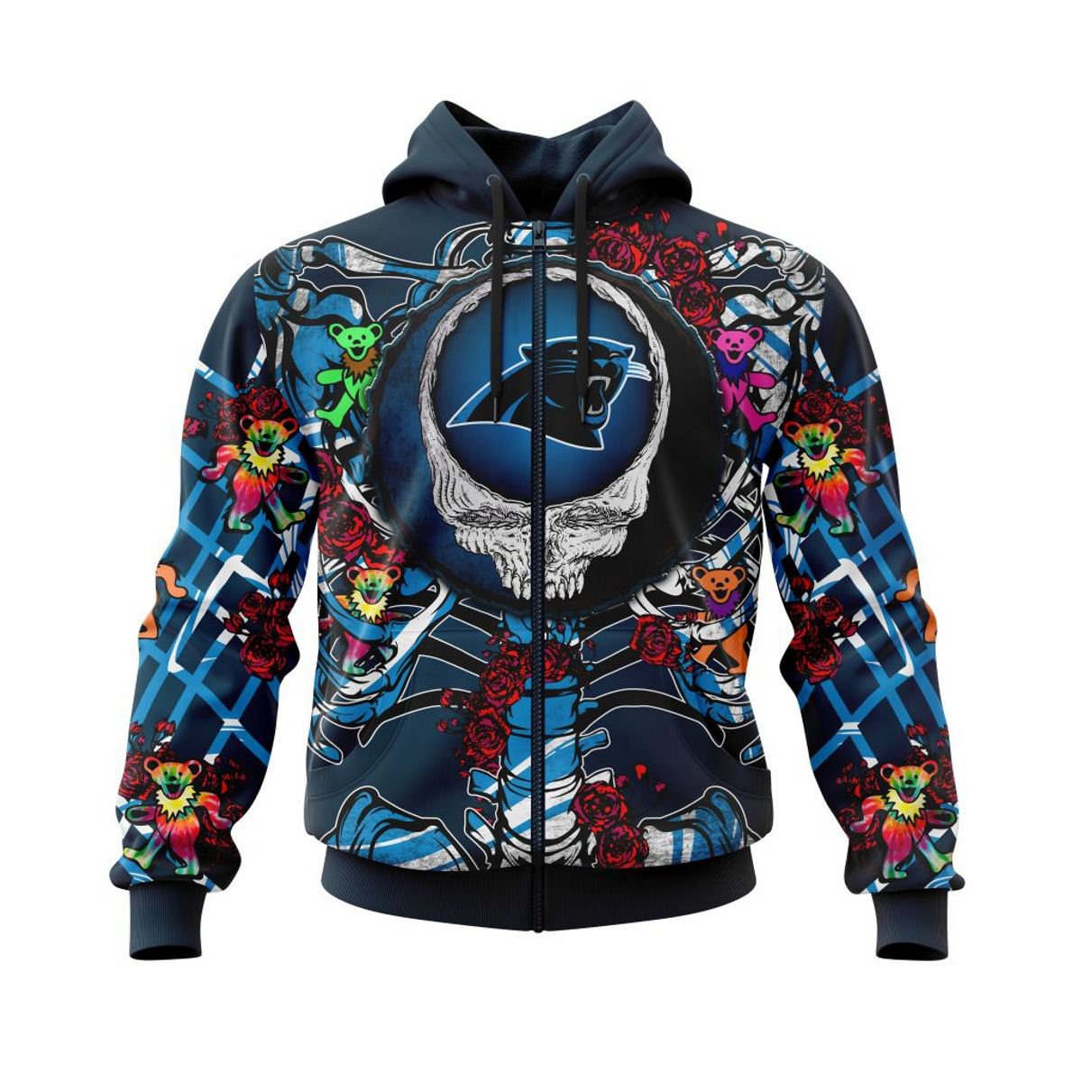 CAROLINA PANTHERS 3D HOODIE MIX GRATEFUL DEAD