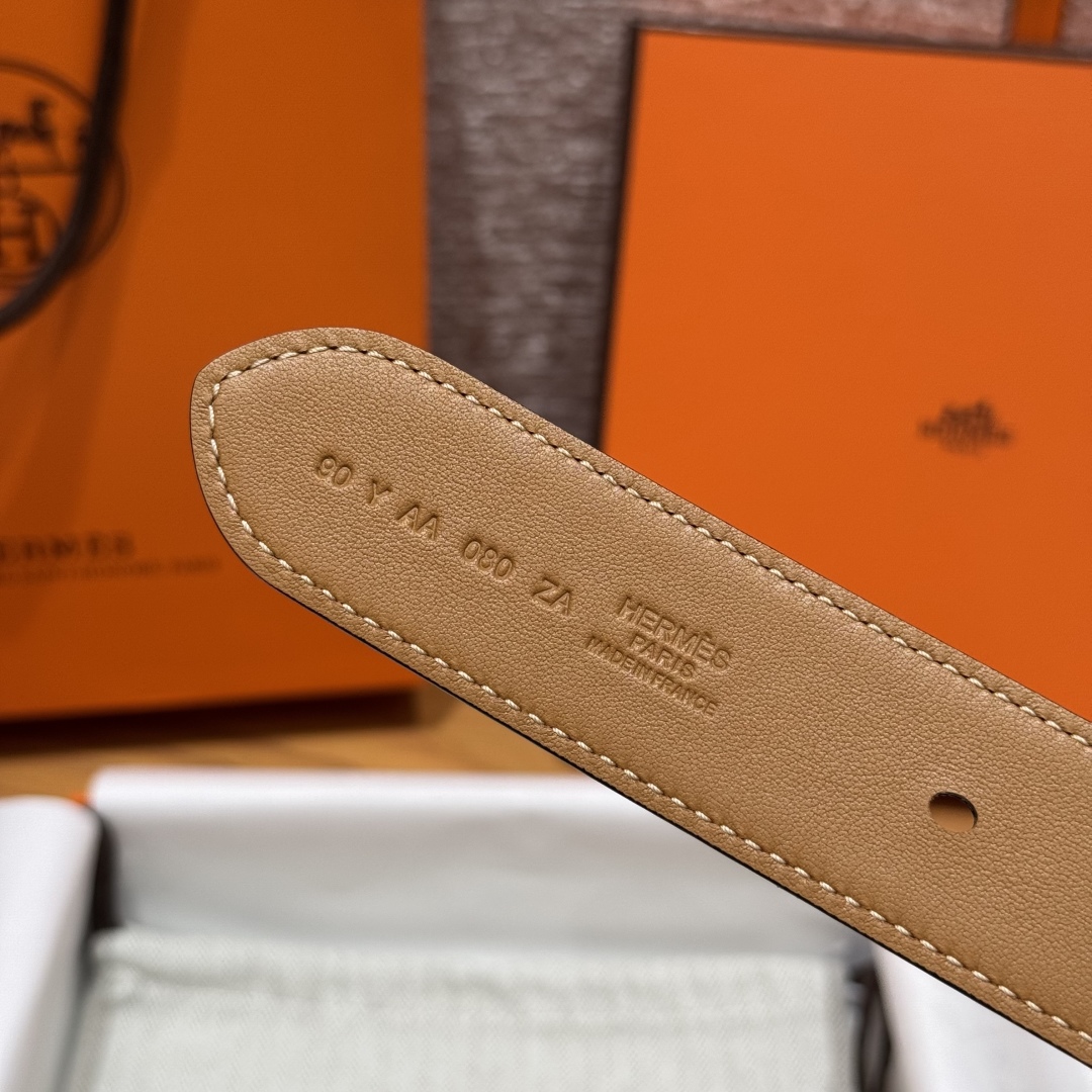 Hermès New Men's Double-Sided Pin Buckle Leather Belt 3.2cm Width