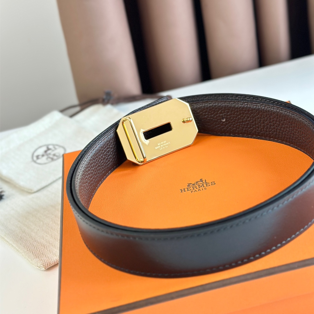 Hermès new double-faced calfskin belt width 3.2CM