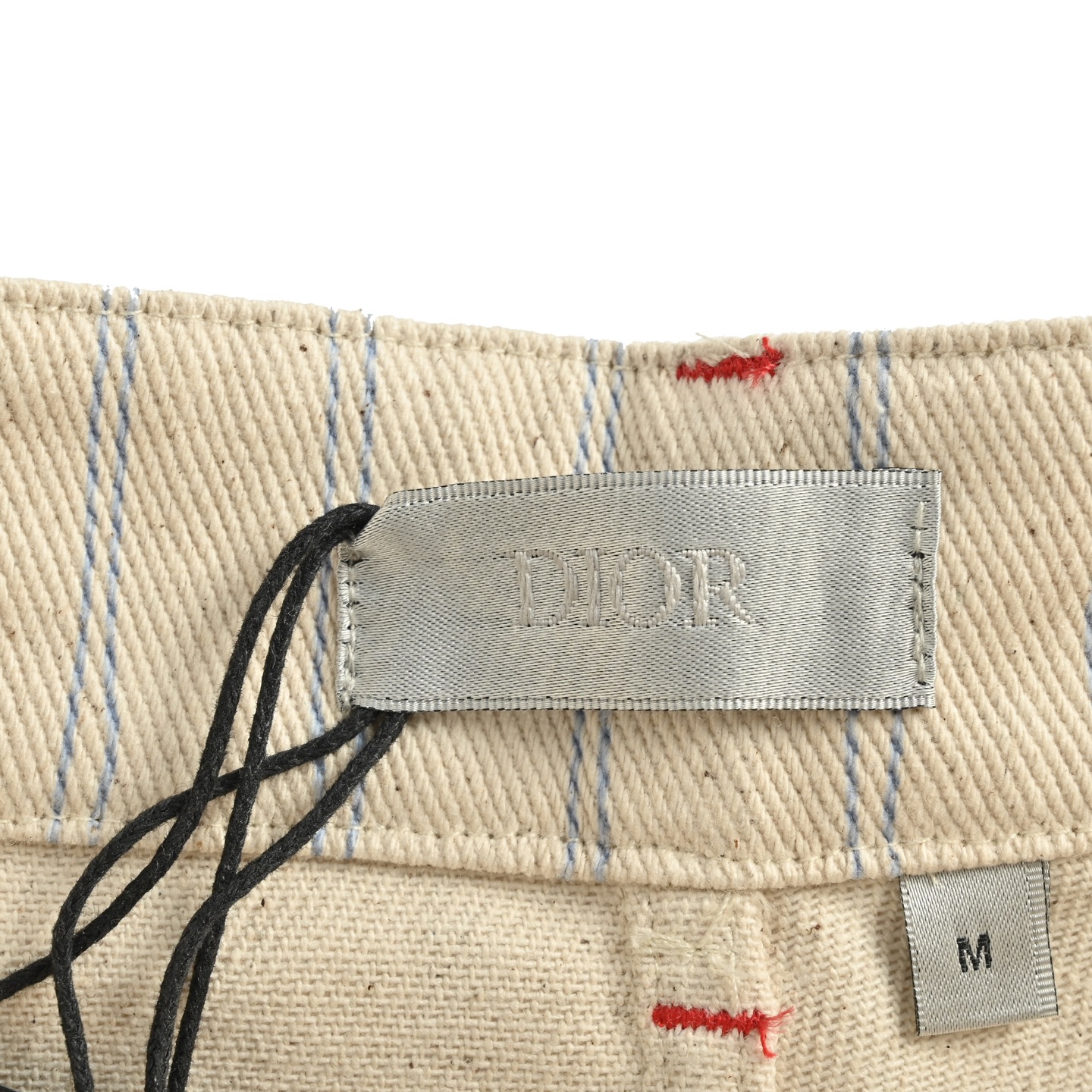 Dior 25ss embroidered lettering striped denim shorts