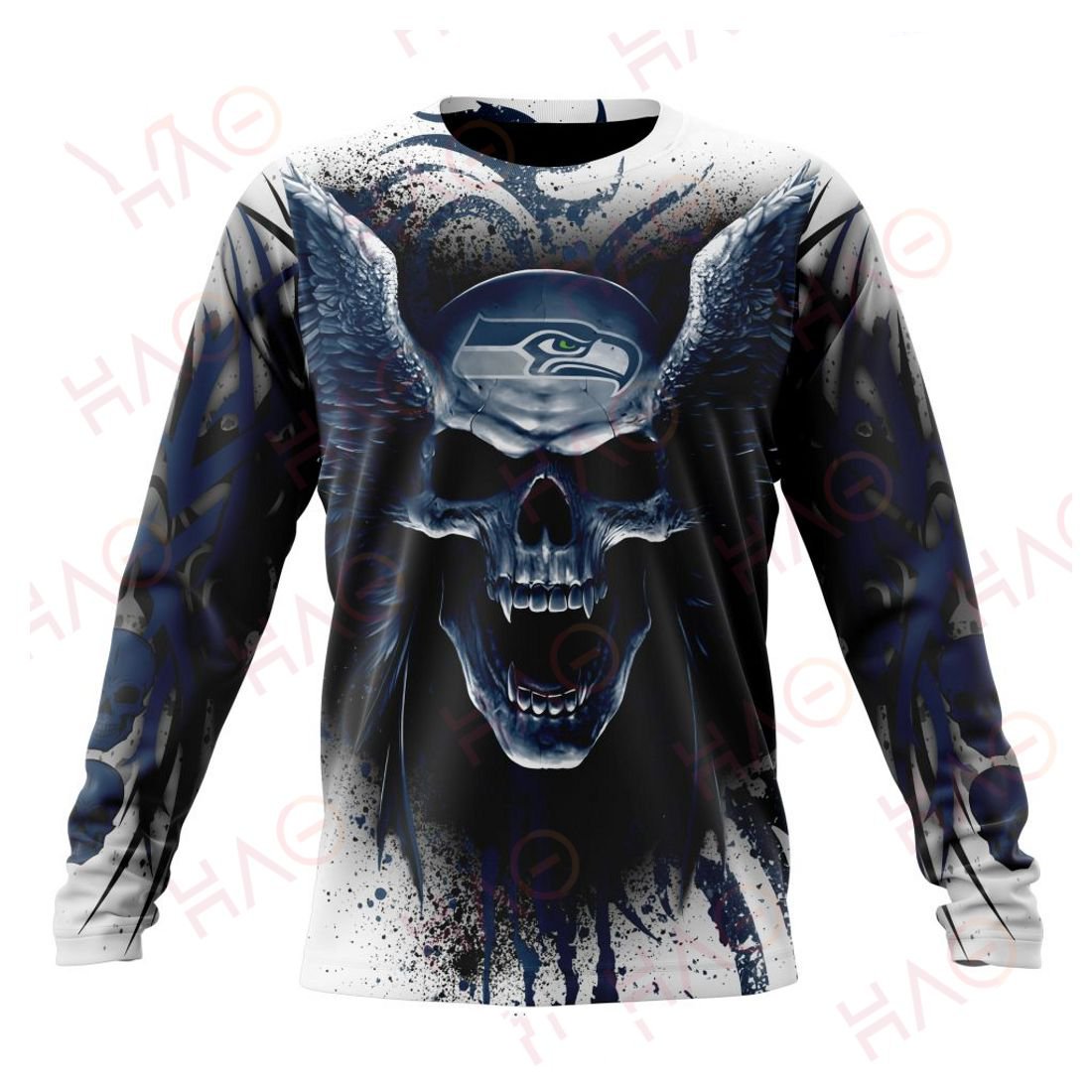 SEATTLE SEAHAWKS 3D HOODIE SKULL ART